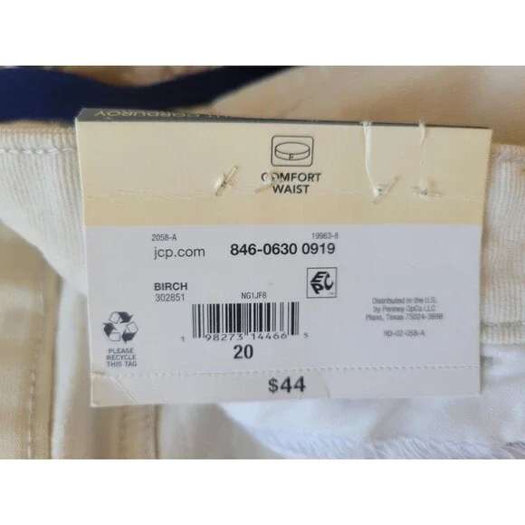 St. John's Bay Women's Straight Leg Corduroy Pants Size 20 Beige Cream NWT - Picture 5 of 7